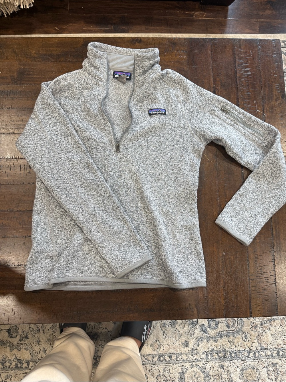 Patagonia Light Gray Quarter-Zip Pullover Sweater